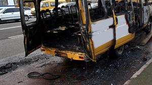 На Рублевском шоссе сгорело маршрутное такси